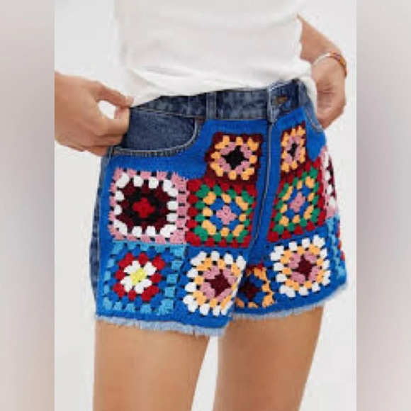 Farm Rio Crochet Denim Shorts - Picture 5 of 5